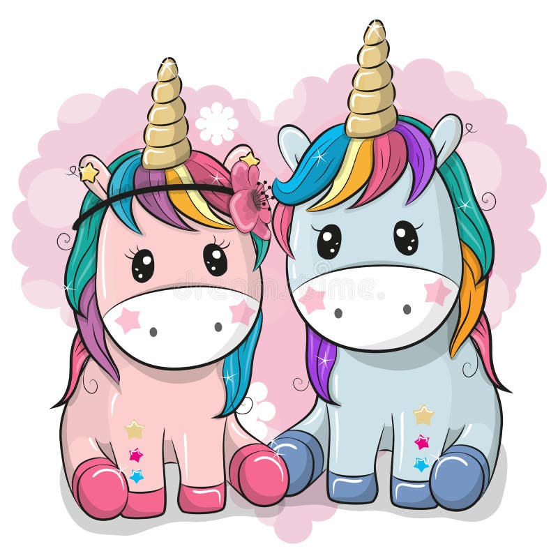 Deux licornes mignonnes sur un fond de coeur illustration libre de droits Deux licornes mignonnes sur un fond de coeur illustration libre de droits