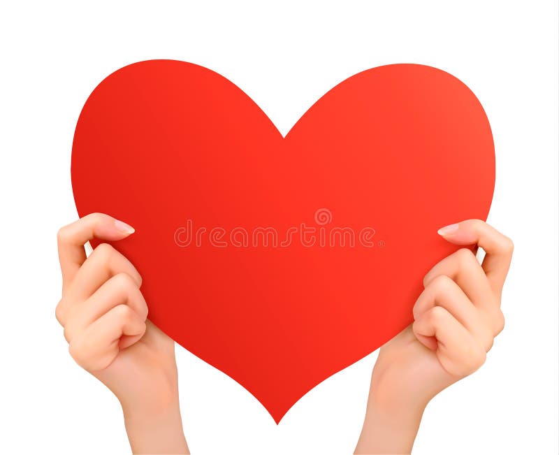 Deux mains tenant le coeur rouge. illustration stock Deux mains tenant le coeur rouge. illustration stock