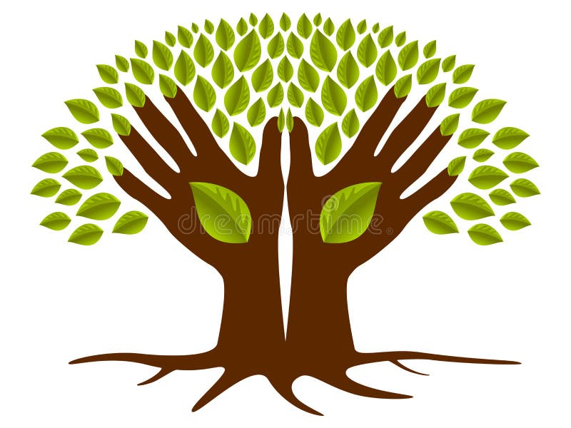 Deux mains verdissent l'arbre illustration libre de droits Deux mains verdissent l'arbre illustration libre de droits