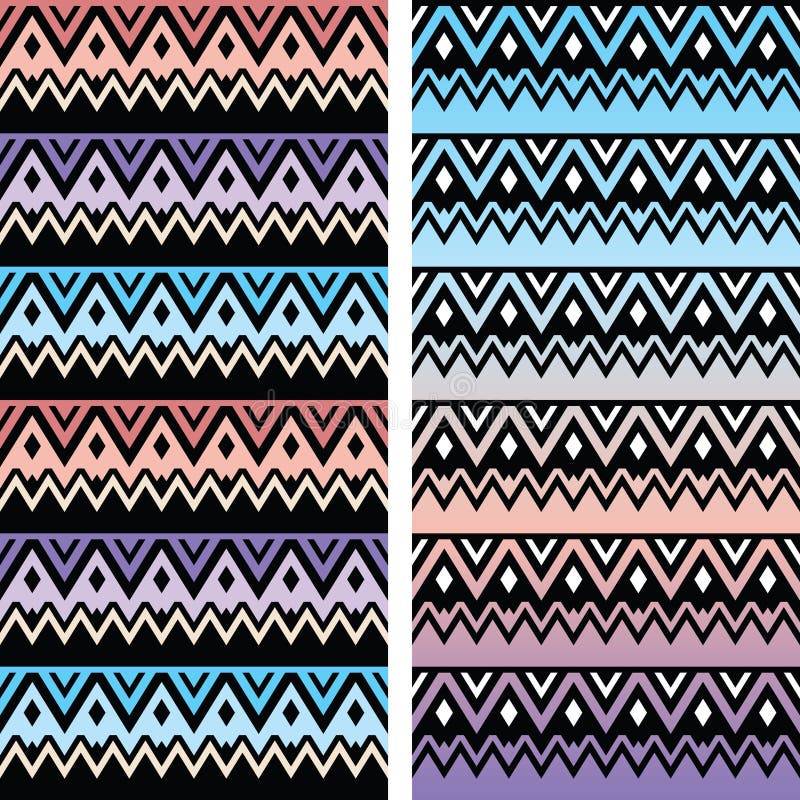 Deux modèles sans couture tribals, copie aztèque d'ombre illustration stock Deux modèles sans couture tribals, copie aztèque d'ombre illustration stock