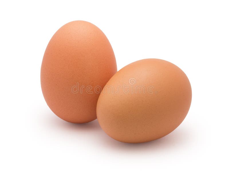 Two eggs on white isolated background. Two eggs on white isolated background