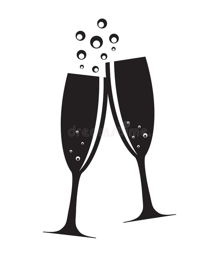Deux Verres De Champagne Silhouette Vector Illustration De Vecteur