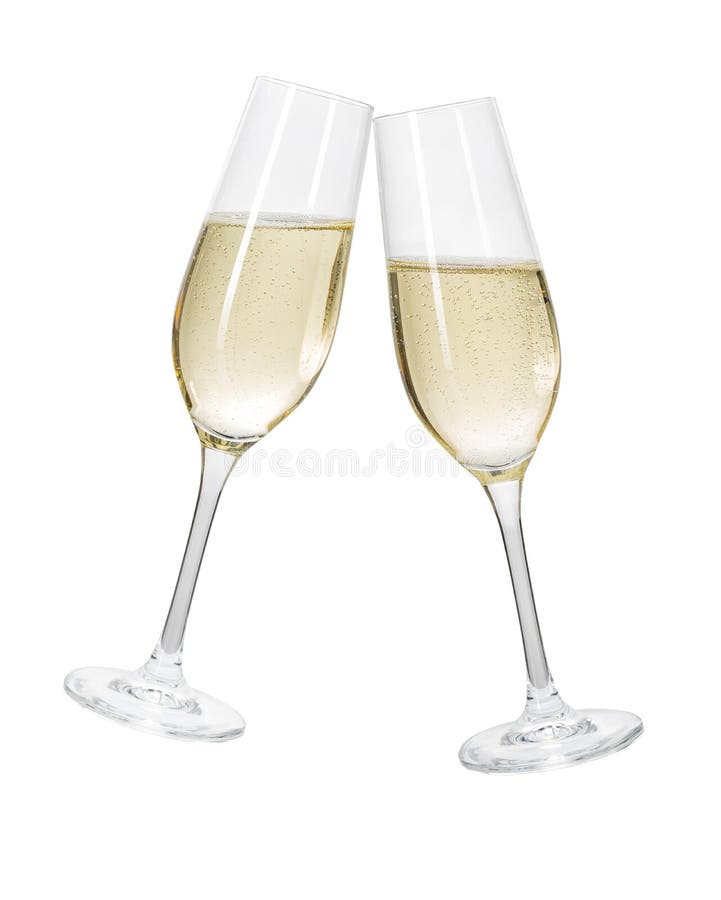 Deux Verres De Champagne Sur Un Fond Blanc Photo Stock Image Du Alcool Felicitations