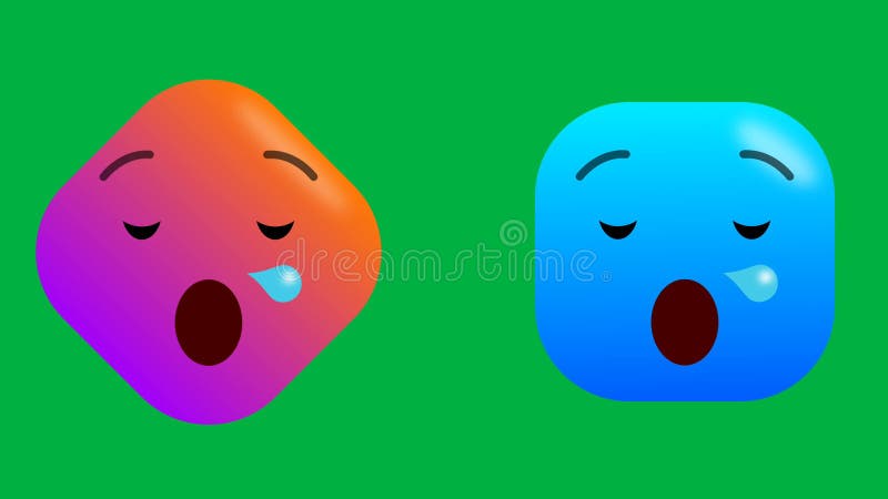 Deux émoticônes rose et bleu dans l'expression du sommeil profond sur l'écran vert illustration libre de droits