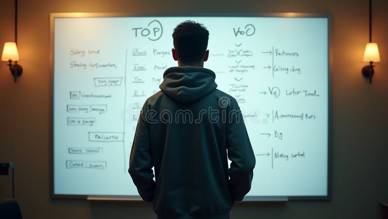 Developer Analyzing a Storyboard for Software Development royalty free stock photography