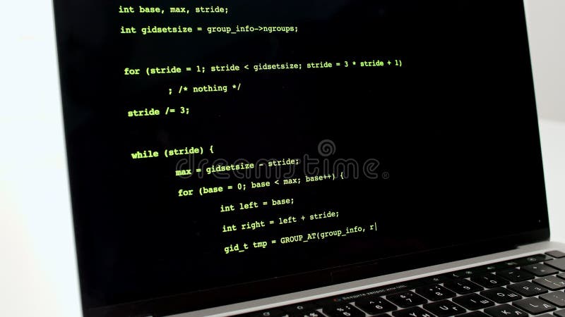 Developer is browsing html code on the computer screen html web page code scrolling programming 