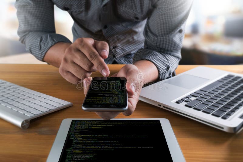 Developer Team Working Laptop Computer Mobile Application Softwareand Web Design Online Technology Content , Web script , laptop display. Program coding working stock images, royalty-free photos and pictures