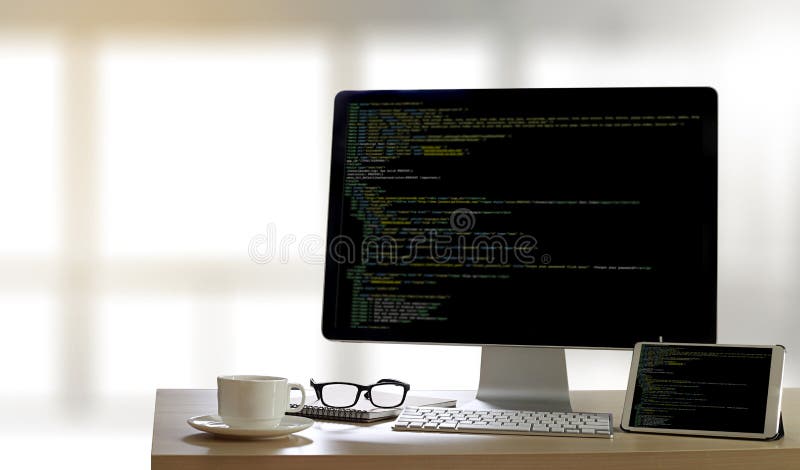 Developer Team Working Laptop Computer Mobile Application Softwareand Web Design Online Technology Content script to display. Program coding working stock images, royalty-free photos and pictures