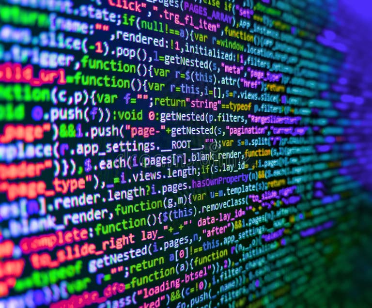 Developer Working on Source Codes on Computer at Office. Displaying ...
