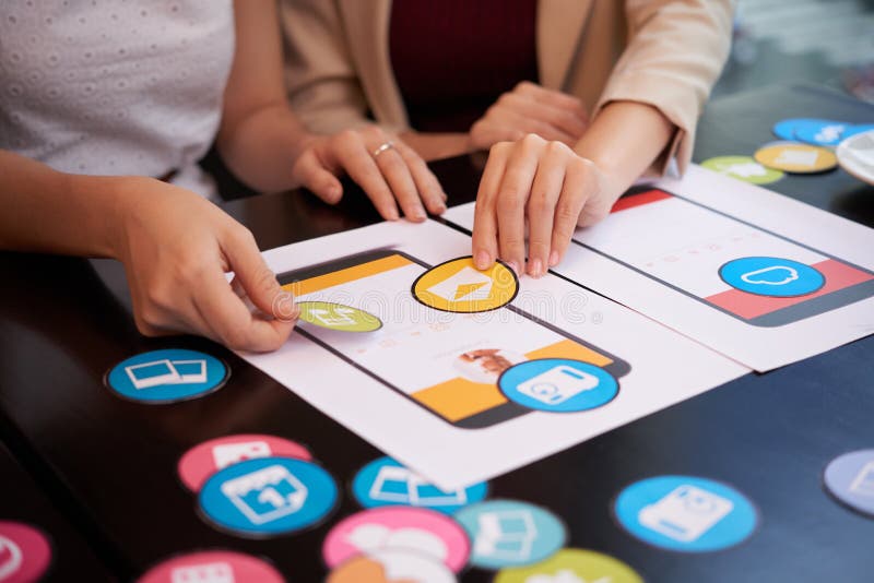 Developers choosing icons stock image Developers choosing icons stock image