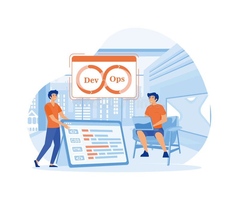 Developers and DevOps illustration set. royalty free illustration