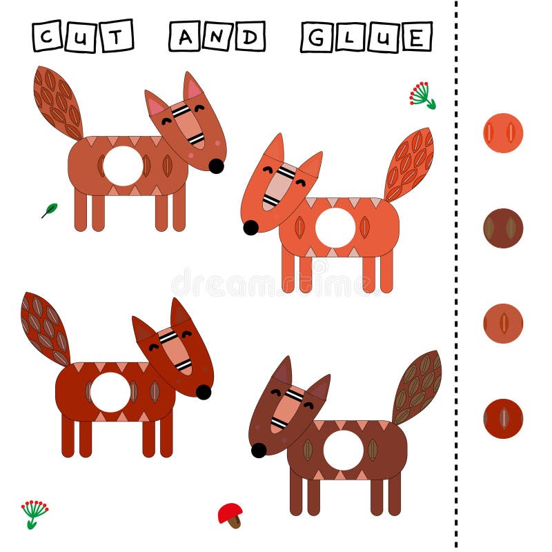 CUT and GLUE stock illustration. Illustration of kindergarten - 225501759