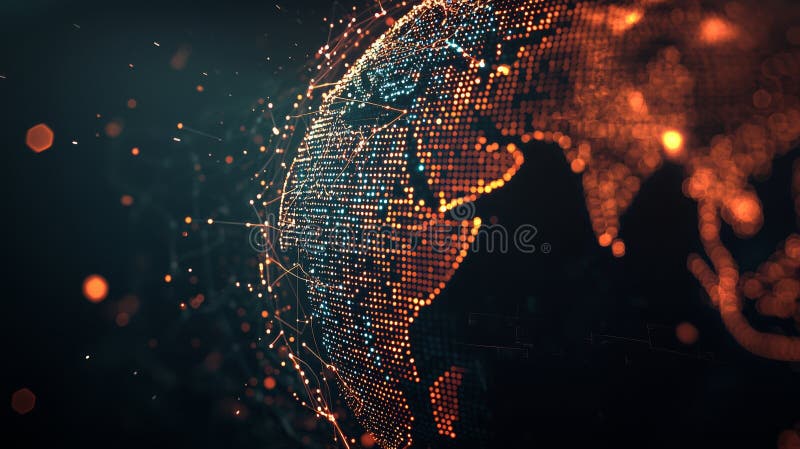 Developing digital connections and fostering business around the globe with technology stock images