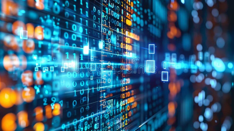 Developing a digital transformation concept, system engineering, binary code, and programming.. AI generated