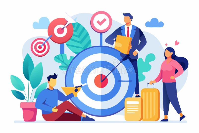Developing effective business targeting strategies through visual representation in a modern office environment vector illustration