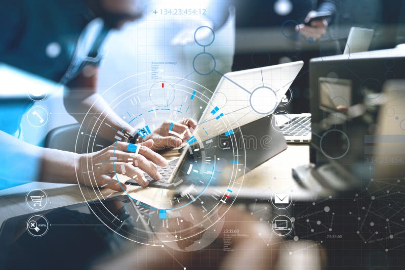 Developing programming and coding technologies. Website Team design. Cyber space content. Big data concept with VR diagram. Developing programmer stock images, royalty-free photos and pictures