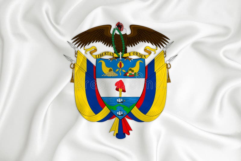 Download A Developing White Flag With The Coat Of Arms Of Colombia. Country Symbol. Illustration ...