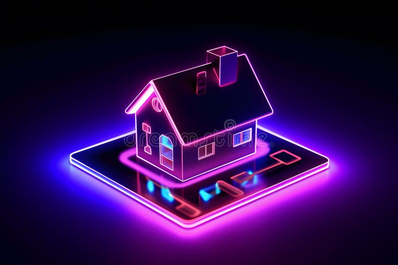 Development architecture computer systems of smart building. Design modern building construction. Neural network AI royalty free illustration