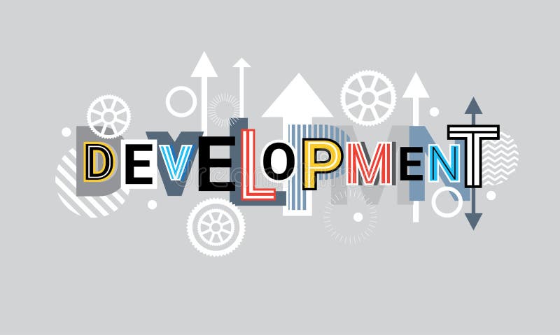 Development Creative Word Over Abstract Geometric Shapes Background Web Banner stock illustration