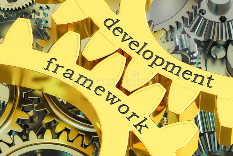 Development framework concept on the gearwheels, 3D rendering