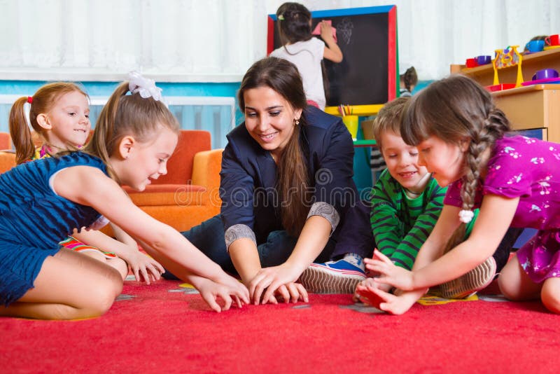 Development games at kindergarten stock image