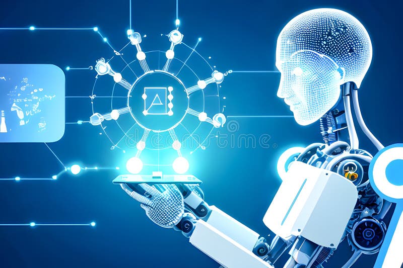 Development of new science and technology tools and innovation with artificial intelligence smart robot, new technologies concept stock illustration