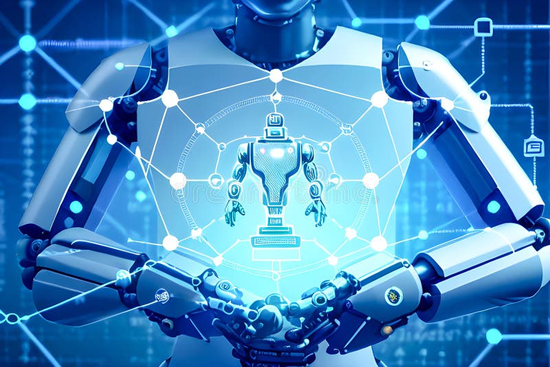 Development of new science and technology tools and innovation with artificial intelligence smart robot, new technologies concept royalty free illustration