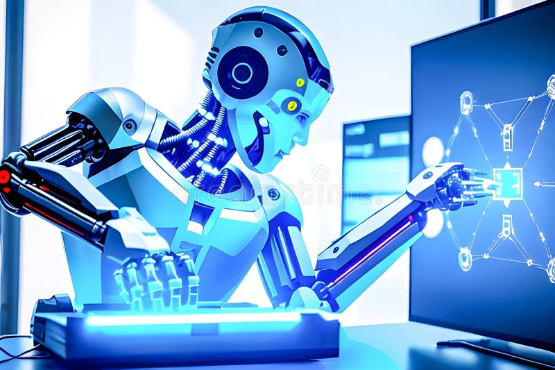 Development of new science and technology tools and innovation with artificial intelligence smart robot, new technologies concept stock illustration