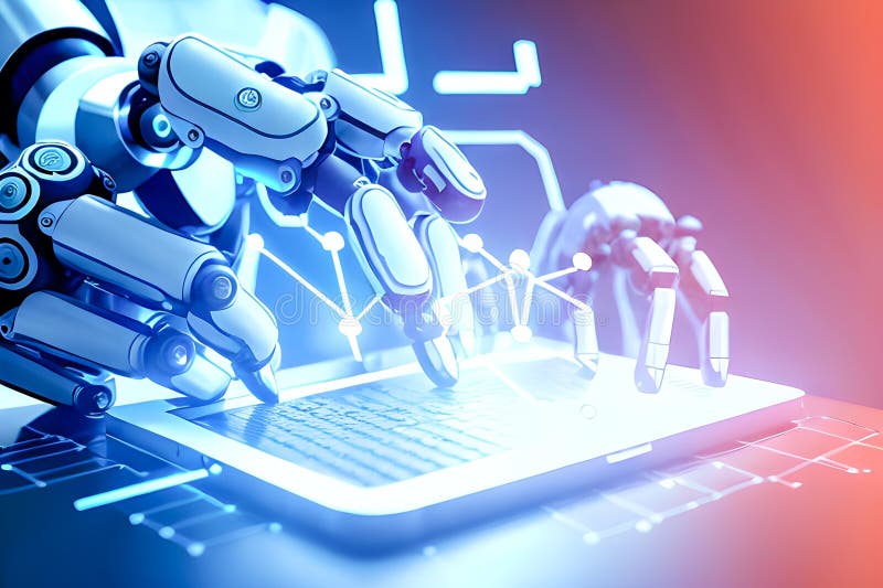 Development of new science and technology tools and innovation with artificial intelligence smart robot, new technologies concept stock illustration