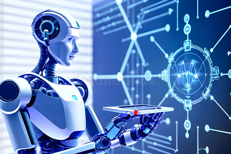 Development of new science and technology tools and innovation with artificial intelligence smart robot, new technologies concept stock illustration