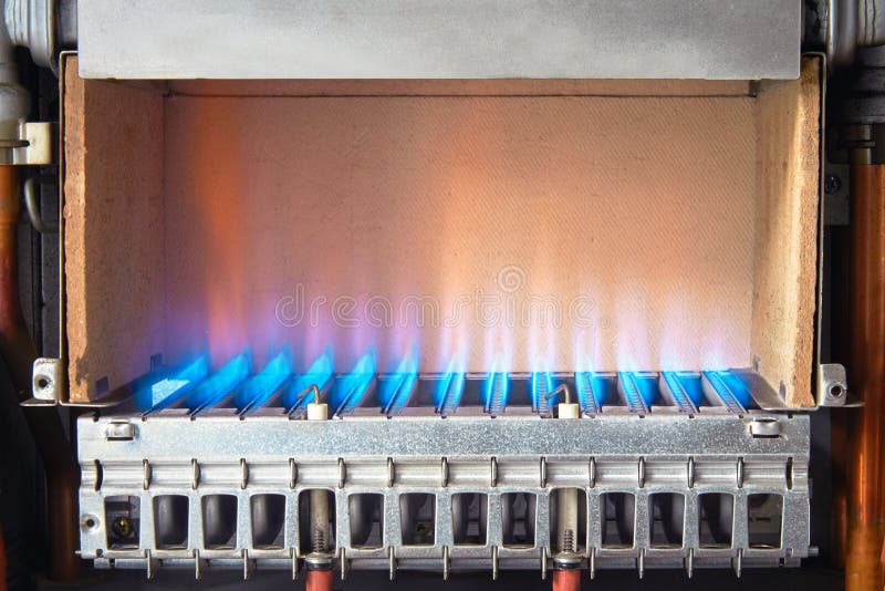 Gas Flame Inside Of The Gas Boiler Stock Image Image of home, color