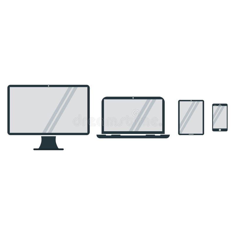 Device set. vector symbols computer, laptop, tablet, phone stock illustration