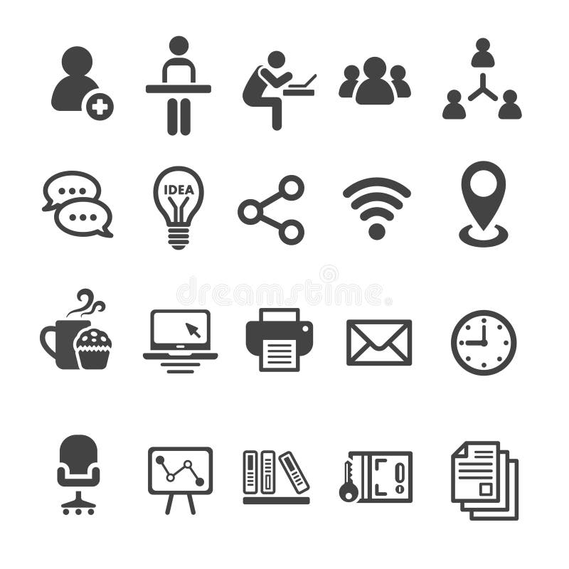 Coworking space icon set stock illustration