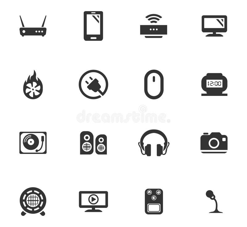 Devices icons set stock vector. Illustration of loudspeaker 141341606