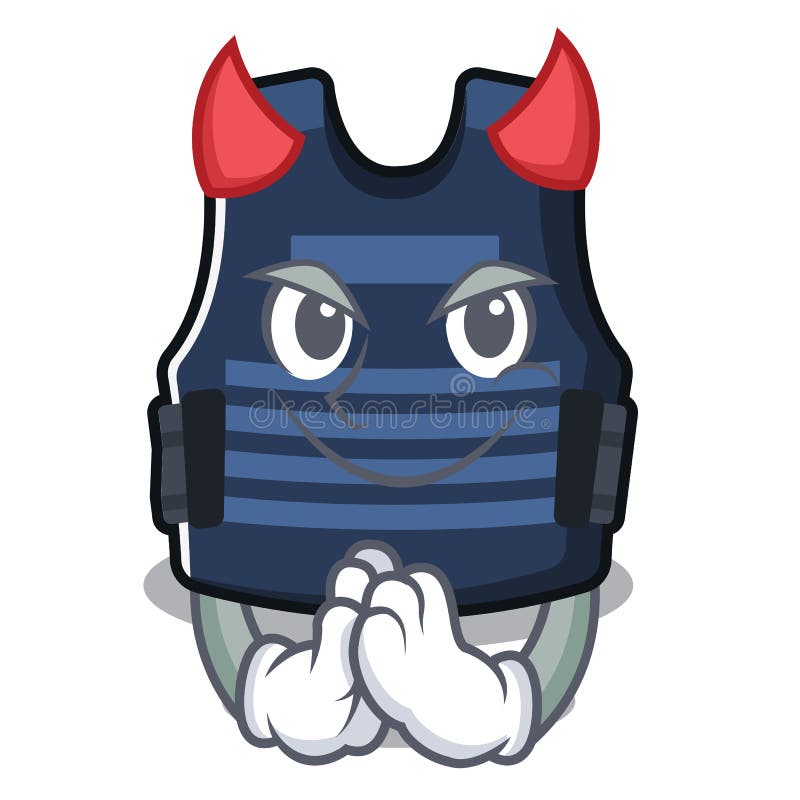 Devil bulletprof vest hanger on character wall vector illustration