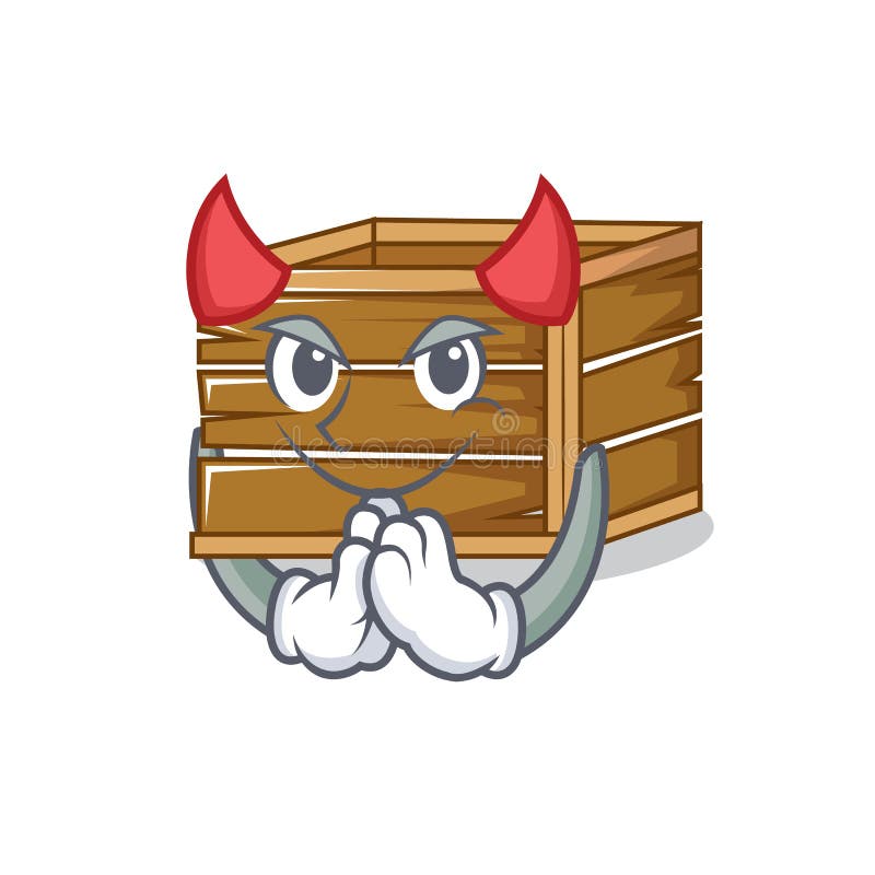 Devil crate mascot cartoon style stock illustration