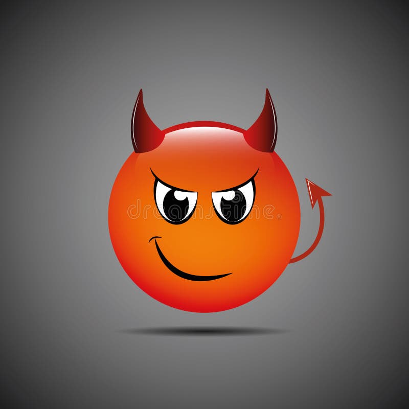 Devil Emoticon with Horns Emoji Vector Illustration Stock Vector