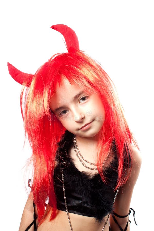Red hair devil girl stock photo. Image of horror, carnival 12956982