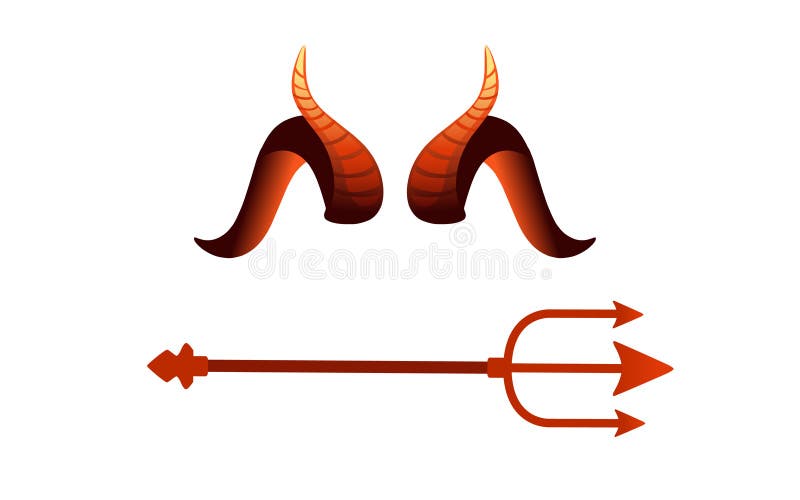 Devil Horn Red Satan Trident Carnival Party Head Accessory Vector