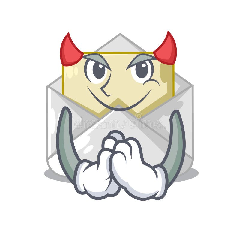 Devil open envelope on cartoon shape blank stock illustration