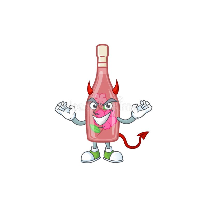 Devil pink bottle wine Cartoon character design royalty free illustration