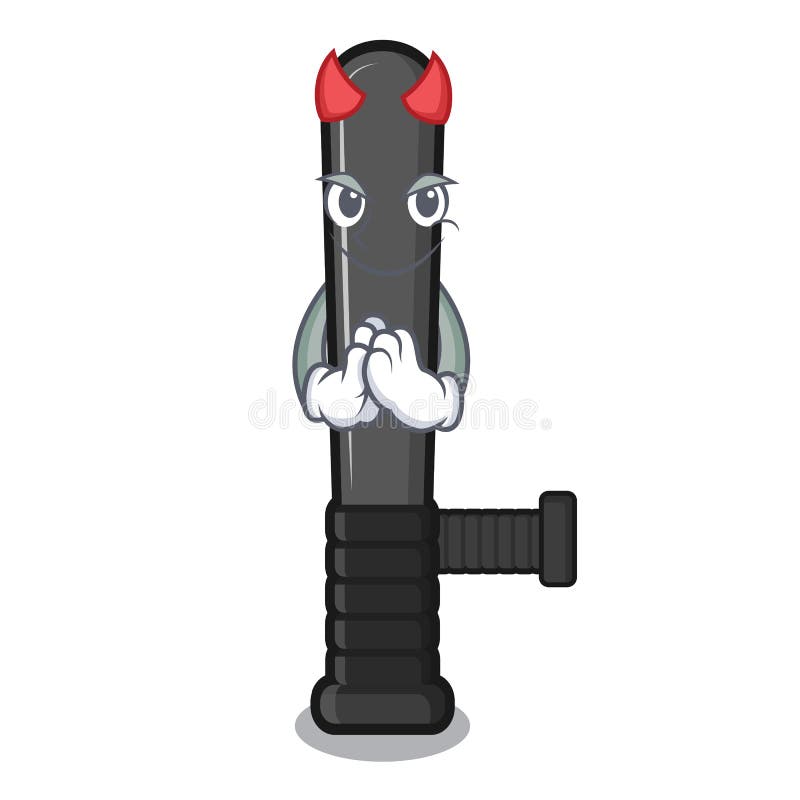 Devil police baton is put cartoon table vector illustration