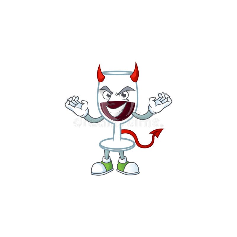 Devil red glass of wine Cartoon character design vector illustration