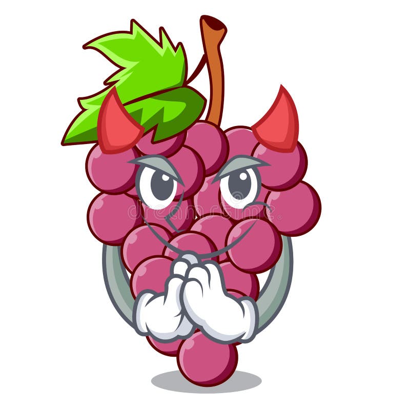 Devil Red Grapes Fruit Above Mascot Table Stock Vector - Illustration ...