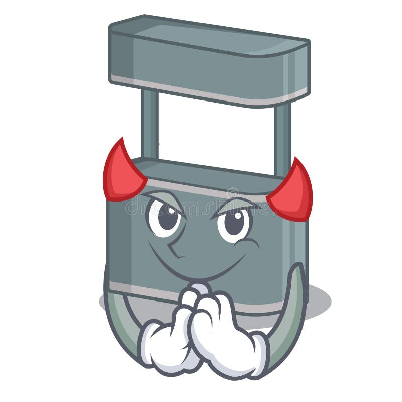 Devil trade stand on the cartoon roadside vector illustration