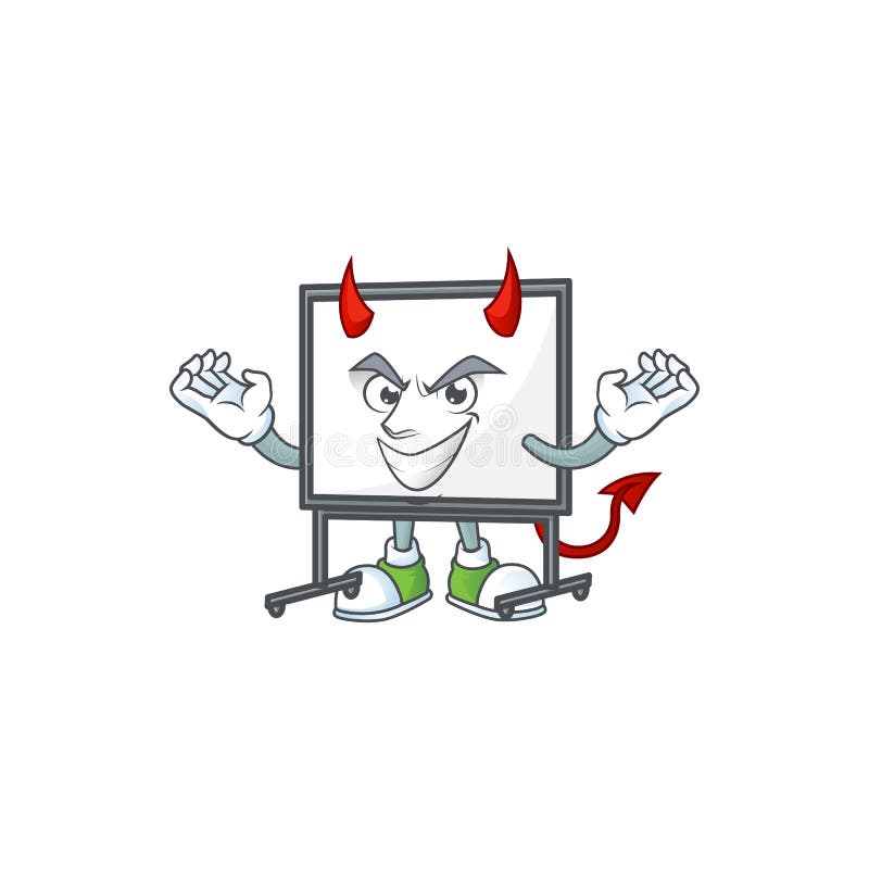 Devil white board cartoon character with mascot stock illustration