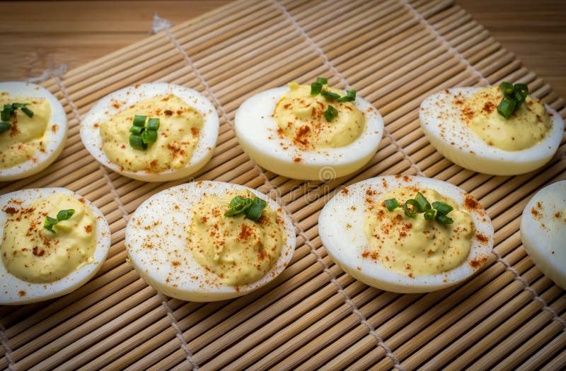Deviled Eggs Chives stock image