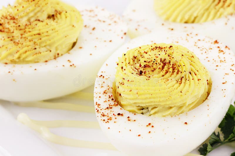 Deviled Eggs with Paprika stock photography