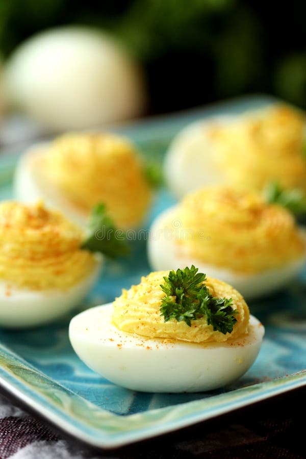 Deviled eggs stock photo