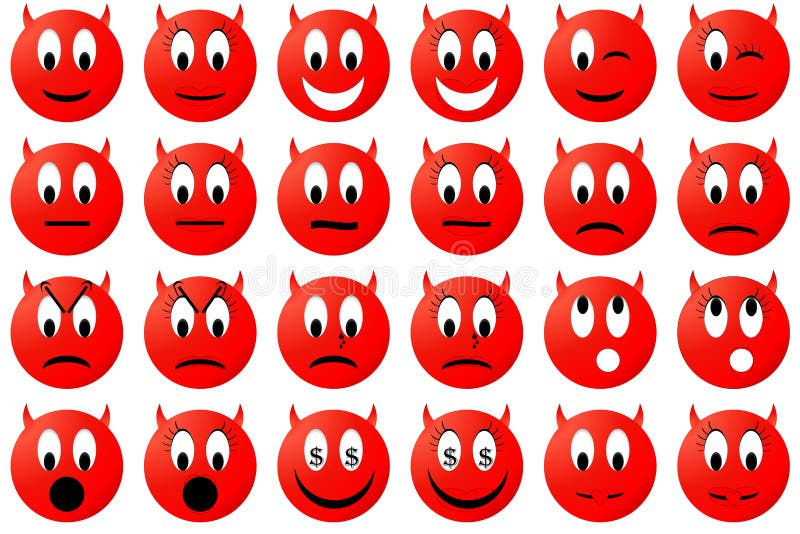 Devils Emoticons Set or Collection Stock Illustration Illustration of